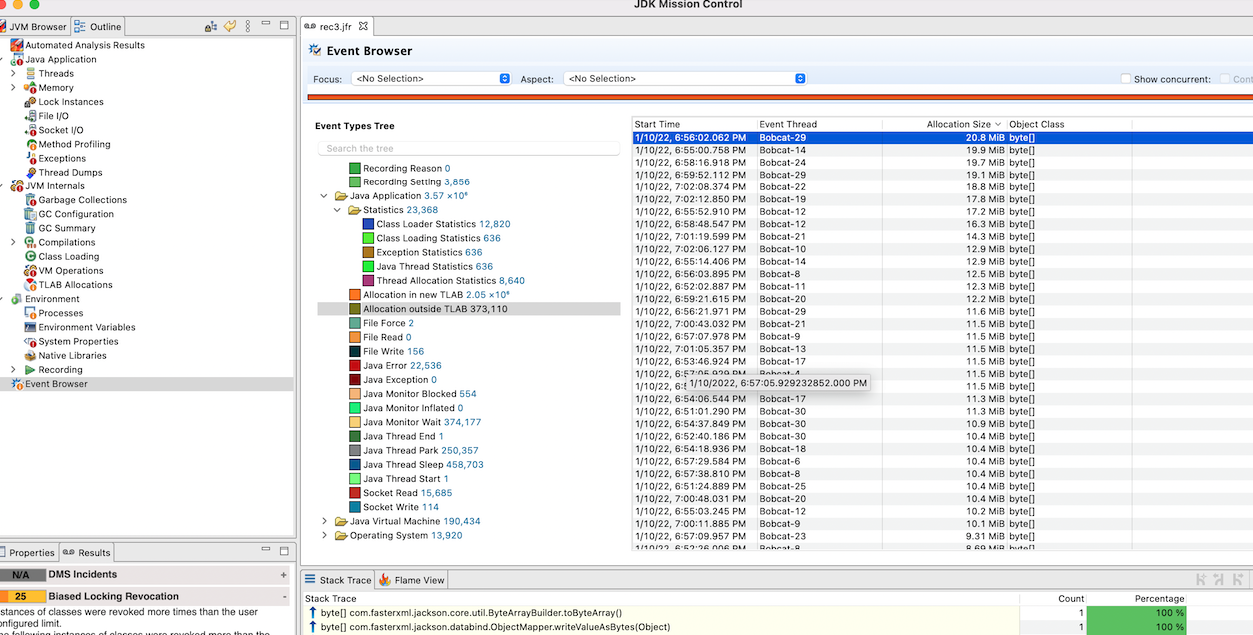 JDK Mission Control TLAB